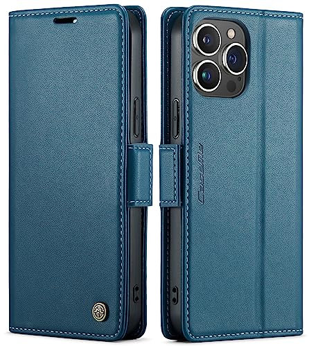 QLTYPRI Wallet Case for iPhone 13 Pro Max, Premium PU Leather Magnetic Flip Folio Case with RFID Blocking Card Slots Kickstand Shockproof Protective Phone Case Cover for iPhone 13 Pro Max – Blue