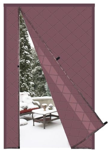 Risareyi Magnet Wärmeschutzvorhang Tür Seitliche Öffnung 160x220cm, Braun Türvorhang Thermo Kälteschutz Winter Wasserdicht Winddicht Schwerem Kälteschutzvorhang für Haustür Balkontür Klimaanlage