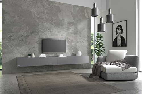 Wuun® TV-Board Lowboard Wohnwand TV-Bank Somero / 100-320cm / K: Platinum-Grau/F: Platinum-Grau