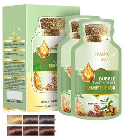 Champú de tinte para el cabello natural de burbujas de plantas colorantes de pelo de larga duración, conveniente para el cabello eficaz para coloración y champú U V0X0