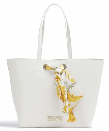 Versace Jeans Couture Schulter-Einkaufstasche mit Kettendruck-Schal 75VA4BAD 003 Saffiano White Innentasche – cm. 32/40x31x13