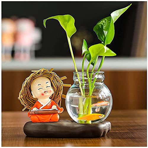 Vase Vase aus transparentem Glas, kreative Wasserpflanze, kleine Vase für Zuhause, Wohnzimmer, Büro, Desktop-Dekoration oder Geschenkvase, Heimdekoration