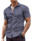 COOFANDY Mens Short Sleeved Summer Shirts Stretch Dress Shirts Muscle Fit Formal Shirt Non Iron Work Shirt Business Casual Tops Floral Blue-1 L
