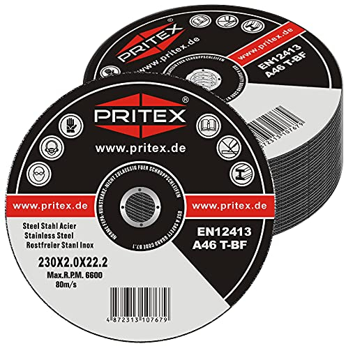 PRITEX – 100 Stück Profi Trennscheiben 230 x 2.0 mm Metall – gerade Flexscheiben zum Schneiden von Stahl, Edelstahl & Blech – Inox Schneidscheiben für alle gängigen Winkelschleifer geeignet