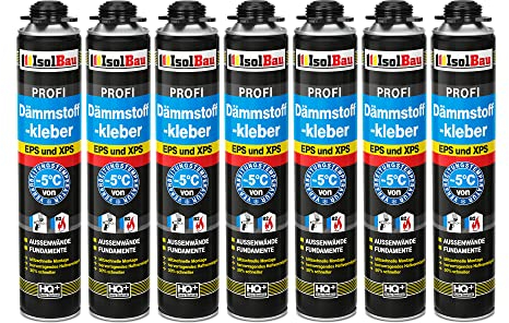 Isolbau B2 Lot de 7 tubes de colle périmétrique pour panneaux EPS et XPS 750 ml Mousse adhésive en polyuréthane 1K pour isolation et isolation