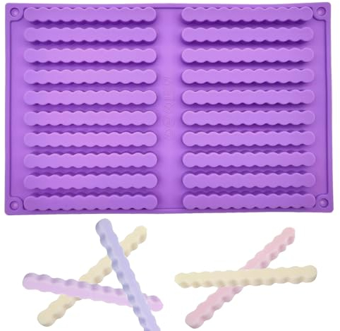 Fleymu Silikon Backmatte Riegel, Knabberstangen, Silikon-Keksform Backmatte, Kekse Sticks Hundeleckerli Formen, Kaustangen als Hundekeks, Backform Müsli Riegel, Snack für Mensch und Tier(Lila)