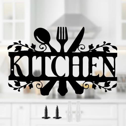 Zercart Metal Kitchen Sign - Black Metal Wall Art, Word Art for Kitchen, Walls, Dining Room, Living Room, Housewarming