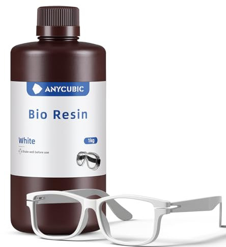 ANYCUBIC Bio Resin, 3D Drucker Resin mit Geringer Reizung, Minimalem Geruch, Hautkontakt, Ausgezeichneter Zähigkeit und Belastbarkeit, Geeignet für LCD/DLP/SLA 3D-Drucker, Weiß, 1000g