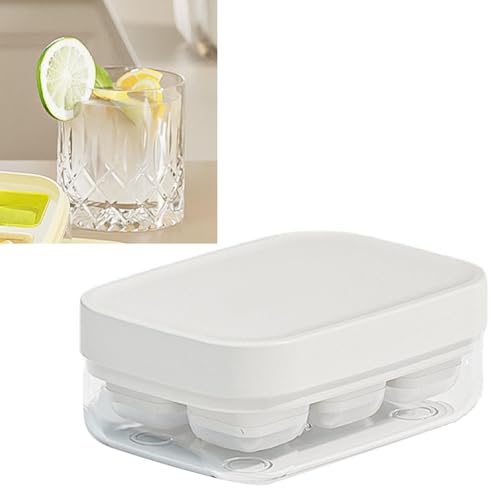 6 Compartment Ice Cube Tray, Ice Cube Trays for Freezer, Mini Ice Tray, Press Release Spill Proof Ice Cube Molds Tray Storage Box for Household(White)