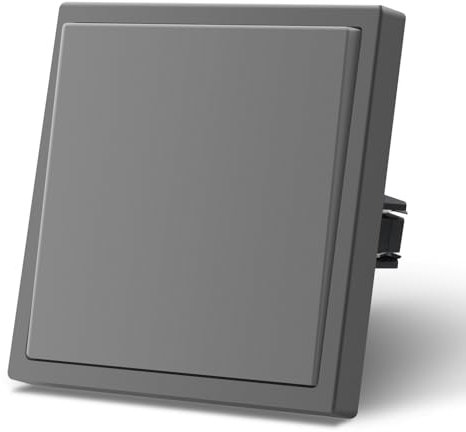 MVAVA Interruptor pared con Mate,Interruptores de luz con Garfio,Basculante Con Gran Panel,Fácil Instalación,1 Gang 1 Vía,86mm Gris