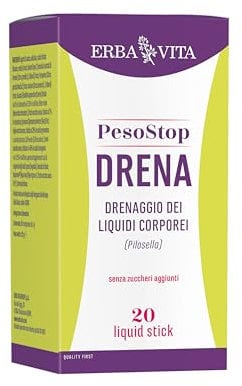 Erba Vita Peso Stop Drena integratore alimentare formulato con Pilosella, Orthosiphon, Verga d’oro e Lespedeza supportano il drenaggio dei liquidi corporei, 20 stick