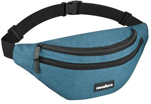 MOCOCITO Marsupio Uomo Donna,Marsupio Sportivo con 4 Zip Tasche,Marsupio Uomo Tracolla Piccolo Cintura Regolabile, Marsupio da Lavoro Impermeabile per Ciclismo Running Escursionismo Trekking Concerti