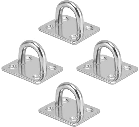 beejune Lot de 4 plaques oculaires en acier inoxydable avec œillet, œillets en acier inoxydable, plaque de pont en acier inoxydable 304, pour voile d'ombrage/fixation murale, fixation au plafond,