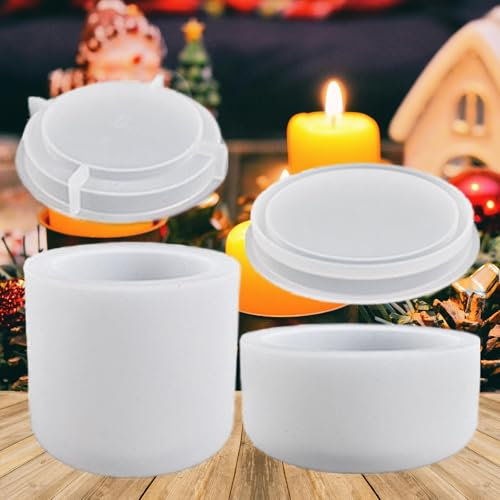 2 Stück Kerzenhalter Silikonform Epoxidharz Form Aufbewahrungsbox mit Deckel Silikon Kerzenhalter Gießform für Herstellung von Kunsthandwerk