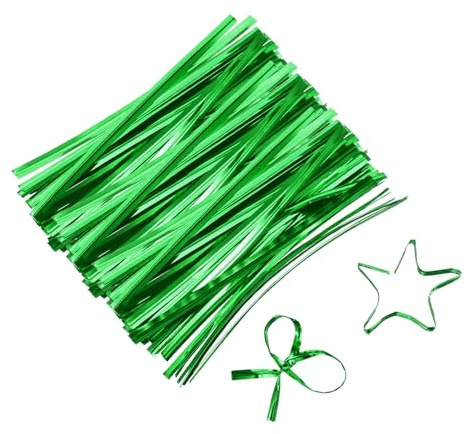 QUARKZMAN 800 Stück 3 Twistbinder, Metallic Twist Ties, Wiederverwendbare Kunststoffummantelte Drehverschlüsse für Bäckerei, Süßigkeitenbeutel, Kaffeetüten, Goodie Bags, Grün