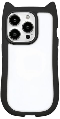 Tybiky Kompatibel mit iPhone 11 Pro Handyhülle Farbe Transparent 3D Katzenohren Hülle Niedliche Kitty Design Schutzhülle Stoßfest PC+Weiche TPU Case Katze Cartoon Cover für Mädchen Frauen,Schwarz
