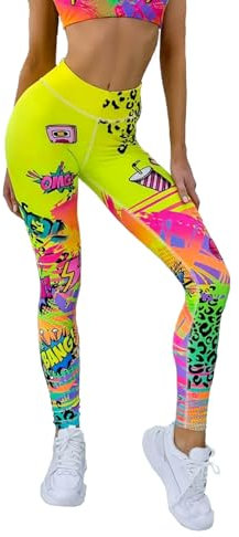 Women's Sports Leggings, Embossed Print Yoga Trousers，Colourful Gym Sports Leggings (DE/NL/SE/PL, Alphanumerisch, XL, Regular, Regular, gelb)