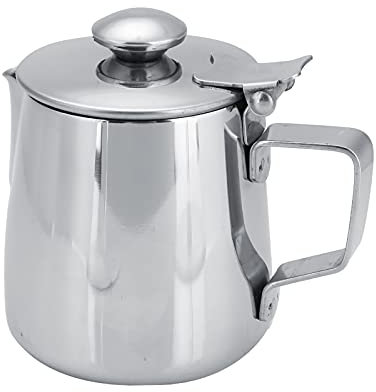 Jarra de Leche con Tapa Jarra de Leche, Taza de Espuma de Leche, Jarra de Espuma, Jarra de Leche, Acero Inoxidable, Taza de Espuma de Leche, con Tapa, Tamaños Seleccionables, Uso