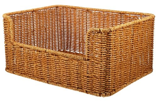 OFFSCH Paniers Tressés Naturels Panier Alimentaire Tissé Porte-livres Tissé à La Main Bacs De Rangement En Rotin Panier Tressé En Rotin Panier Pour Livre Panier D'armoire Imitation Rotin