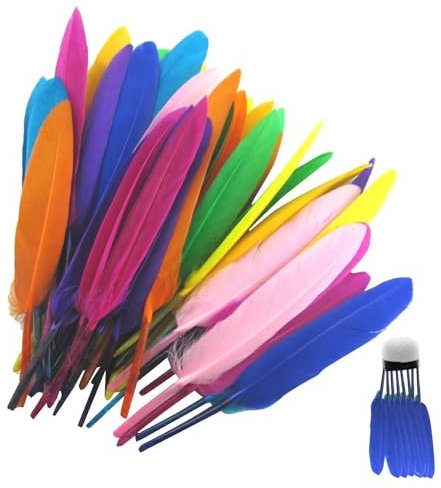 Hahnenfeder, handgefertigt, bunt | Federn zum Basteln | bunte Federn | Fänger für Karneval | 50 Stück Federn zum Basteln | bunte Feder zum Basteln, Traumfänger, Dekoration von B