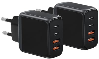 USB C Ladegerät, 40W 4-Port Mehrfach Ladegerät Schnellladegerät Type C und USB-A Netzteil für lPhone 17 16 15 14 13 Pro Max 12 11 SE XS XR lPad S amsung S22 S23 S24 USBC Schnellladegerät Power Adapter