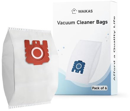 WAIKAS Sacchetti Aspirapolvere - Kit 6 Sacchetti 3D Efficiency Compatibili con Miele FJM/GN, Classic C1 Complete C1/C2/C3, Rosso