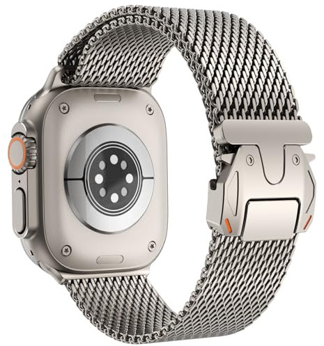 CHANCHY Milanaise Armand für Apple Watch 49mm 46mm 45mm 44mm 42mm(Series 3),316 Edelstahl Neues Design-Verschluss Milanaise Armand für Apple watch ultra 2/Ultra,Series 10/9/8/7/6/5/4/3/2/1/SE, Titan