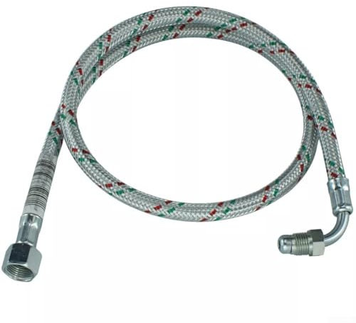 Ölleitung, flexibler Ölleitungsschlauch geflochten für Ölleitung, 0,95 cm Innengewinde x 1/4 Zoll Außenwinkel, 3005720 20022601, 90 cm, für Mectron Brenner