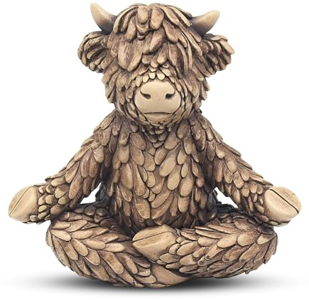 Lesser & Pavey Hughie Highland Cow Yoga Decor Figurine | Decorative Style, Freestanding Ornament, Eye Catching Display, Ideal for Home and Office Decor, Unique Gift Choice