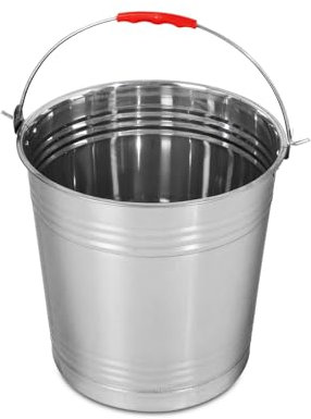 Seau en acier inoxydable de 20 l, seau en métal polyvalent, idéal pour jardinage, eau, maison, liquides, engrais et mortier (20 litres)