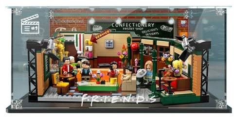 Acrylic Display Case for Lego 21319 Friends Coffee Shop Model, Sturdy Protection Showcase for Collectibles, Transparent Dustproof Protection Display Box with Background(Box Only) (Backdrop)