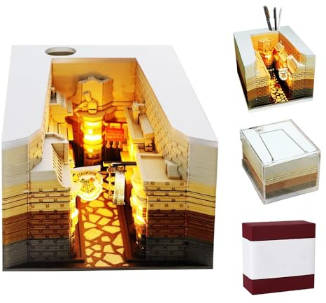 KQWVZ 3D Kalender Abreißen 2026, 3D Kalender 2026, 3D Notizblock mit Licht, 2026 Tischkalender-Notizblock, 3D Memo Pad Kalenders, Abreißkalender mit Glasklarem Anzeigebox, Diy Desktop-Ornament