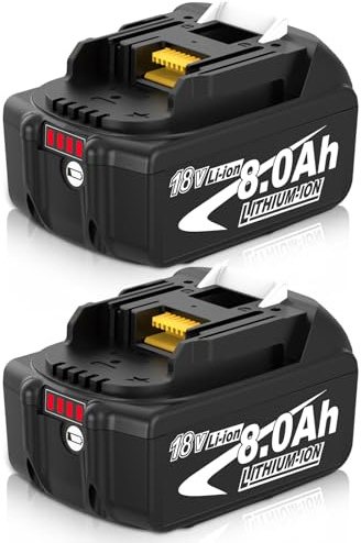 2er Pack 8.0Ah Ersatzakku für Makita Akku 18V für BL1815 BL1850 BL1860 Akkuschrauber DHP453 Bohrhammer HR265 Sägen DSS610 und mehr Ideal für Heimwerker Baustelle Gartenarbeit Werkstatt