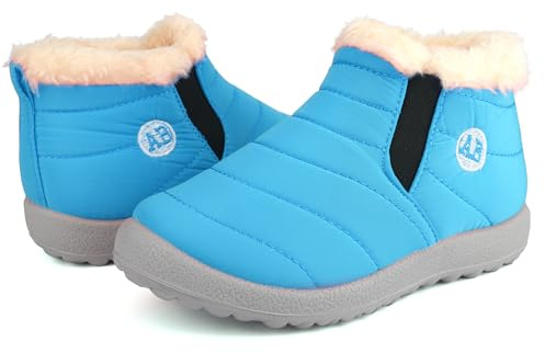 Dresofu Stivali da neve per bambini Caldi Stivaletti impermeabili per neonati e bambine Scarpe invernali antiscivolo da esterno Pantofole da interno