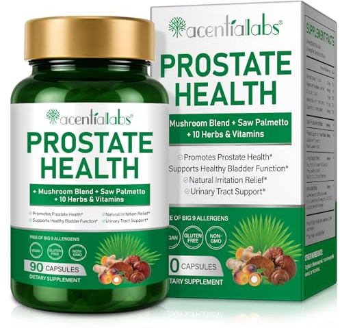Nahrungsergänzungsmittel für die Gesundheit der Prostata, enthält eine Pilzmischung, Sägepalme, 10 Kräuter und Vitamine, unterstützt die Gesundheit der Harnwege und der Prostata bei Männern 90 Kapseln