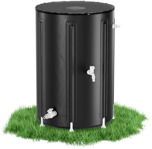 Serbatoio dell'acqua piovana pieghevole da 380 litri con rubinetto e valvola di scarico, serbatoio dell'acqua in PVC con griglia di protezione dalle foglie, raccoglitore per acqua piovana resistente