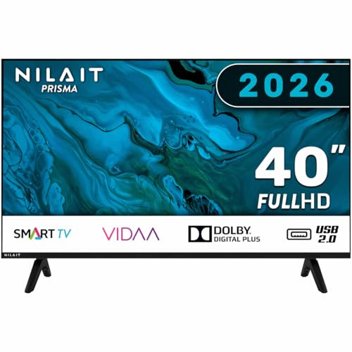 Nilait Prisma 40 Smart TV FHD LED VIDAA, Televisore da 40 Pollici, HDR, WiFi, Controllo Vocale, USB HDMI, Design Slim