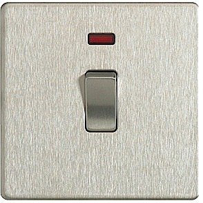 Screwless Flat Plate Brushed Stainless Steel 20A DP Switch Switch & Neon