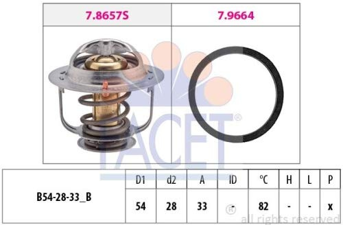 FACET 7.8657 Thermostat Kühlmittel Kühlwasserthermostat mit Dichtung 82°C Kompatibel mit NISSAN TERRANO II R20 2120005D00 KW 580 657 EPS 1.880.657