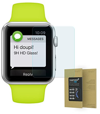 doupi Panzerfolie für Apple Watch 38mm Series 1/2 / 3, Premium 9H Hartglas HD Display Schutz Glasfolie