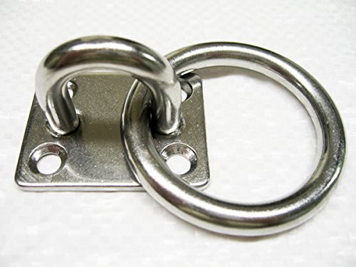 5MM x 35MM Stainless Steel Eye Plate with Ring - Square Marine Deck Mooring
