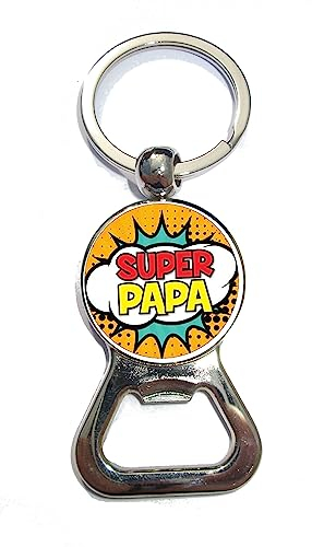 Porte clé décapsuleur Super Papa bière cadeau papa, cadeau noel, anniversaire, fete des pères…
