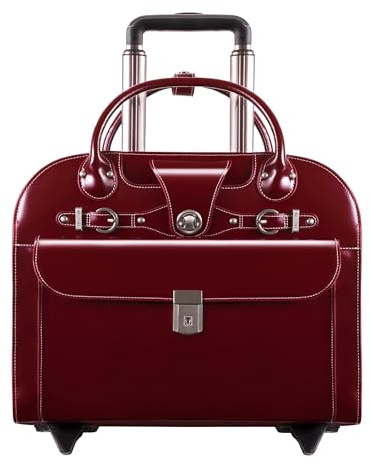 McKleinUSA 96316 Leather Vertical Wheeled Ladies' Briefcase for 15.4-Inch Laptop - Red