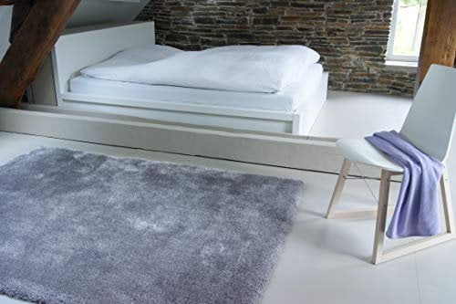 floor factory Moderner Teppich Seasons grau 200x200 cm - flauschig weicher Hochflor Teppich in aktuellen Trendfarben