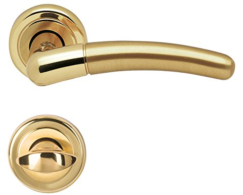 Alpertec 32960503 Betty-R Messing poliert satiniert für Badtüren WC Drückergarnitur Türdrücker Türbeschläge Neu, Badezimmertüren