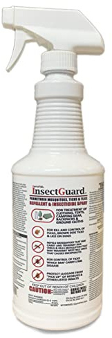 InsectGuard Permethrin Mosquitoes, Ticks and Flies Repellent & Insecticide Spray for Pet Dog Horse Blanket Bed Kennel Stables & More - Quart (32oz)