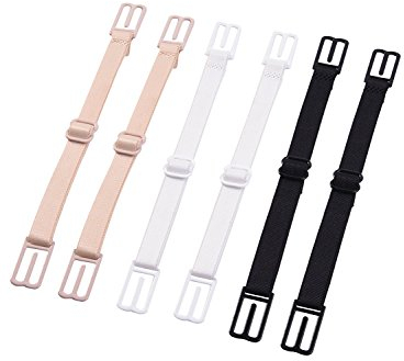 Creamlin 6 Stück BH Strap Clips Elastischer Anti-Rutsch-Riemenhalter, Schwarz, Beige, Weiß