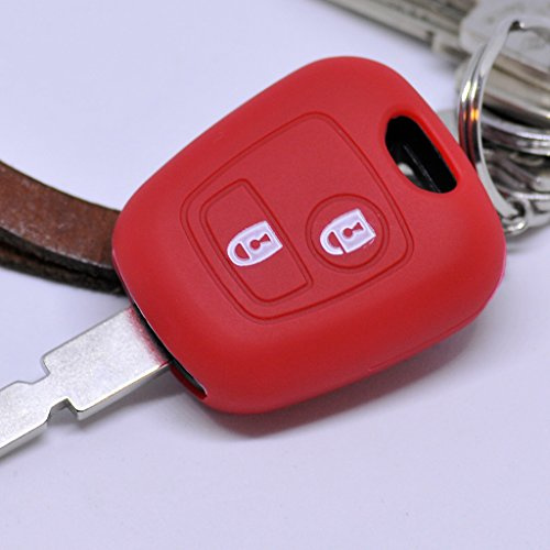 Soft Case Schutz Hülle Auto Schlüssel für Citroen Berlingo C1 C2 C3 Toyota Aygo Peugeot Partner 107 206 SW CC 406 307 Remote/Farbe: Rot