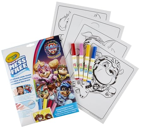 CRAYOLA Paw Patrol Color Wonder Coloring Set de 18 Pages 4 feutres sans Tache, sac refermable idéal pour les voyages et à l'extérieur, 75-7007