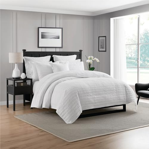 Swift Home Lightweight Oversized, Ultra-Soft, Enzyme Washed, Crinkle Texture, Breathable Cotton Blend Fill, 2-Piece Coverlet/Bedspread/Quilt Set – White, Twin/Twin XL